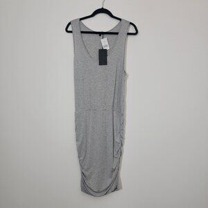 Gibsonlook Womens Summer Tank Dress Gray M Soft Stretch Side Ruched Minimalist